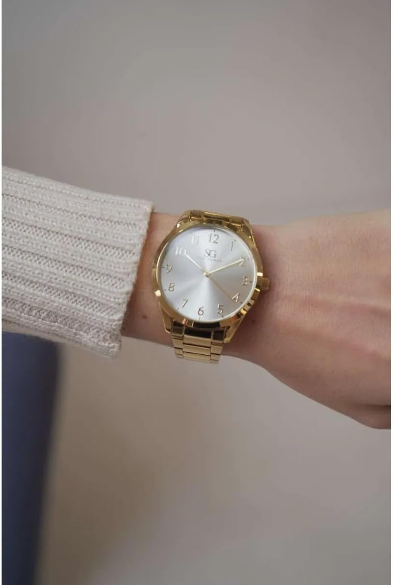 Saint Germain Kit Relógio, Colar e Brinco Feminino Dourado, Movimento Quartzo, 38mm