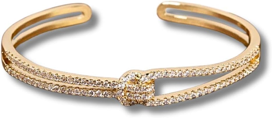 Pulseira Feminina Cravejada "Woman’s Grace" – Ajustável, com Zircônias Luxuosas, Banhada a Ouro ou Prata – Acessório Elegante e Sofisticado para Todas as Ocasiões – Acompanha Bolsa de Veludo