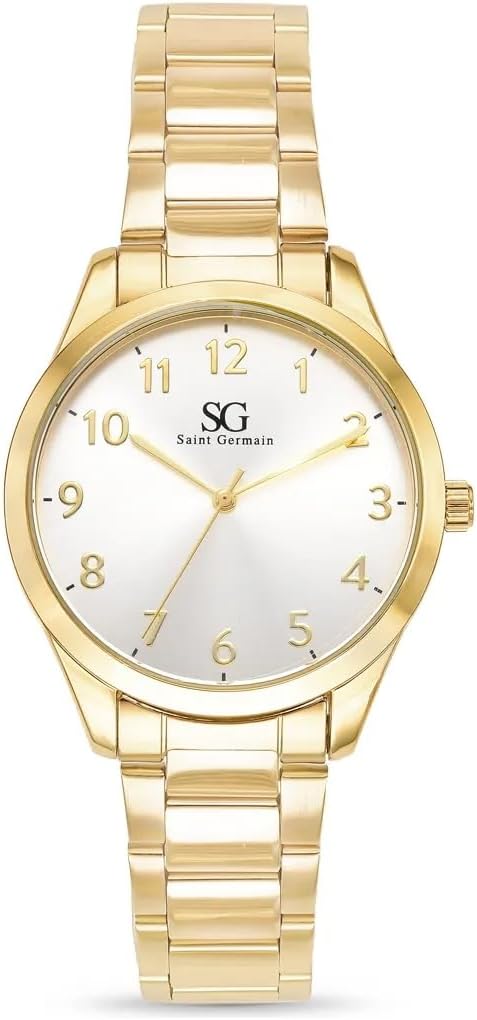 Saint Germain Kit Relógio, Colar e Brinco Feminino Dourado, Movimento Quartzo, 38mm