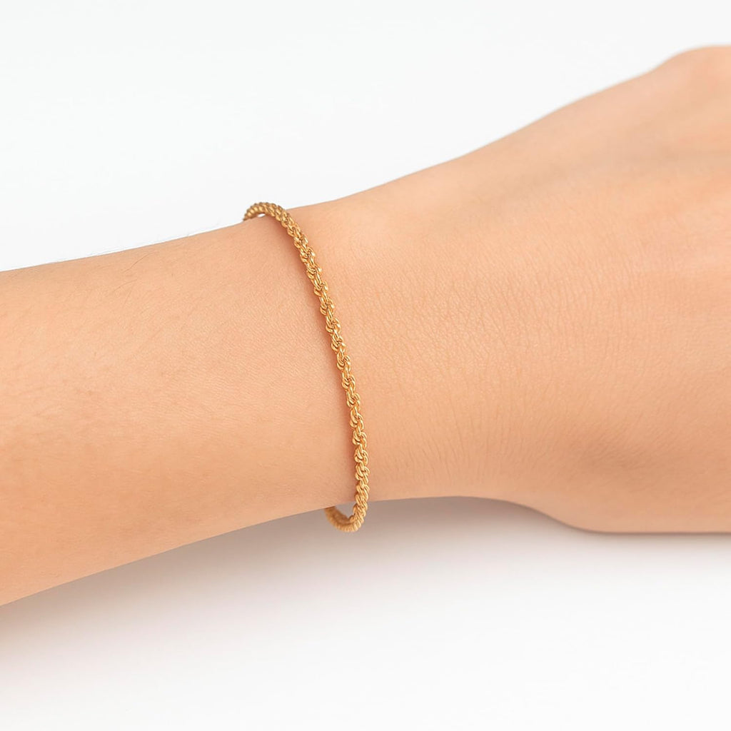 Pulseira Cordão Baiano Torcido Folheada Ouro 18k 2mm