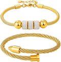 Conjunto de Pulseiras Femininas Banhadas a Ouro 18k – Design Moderno e Ajustável | Aço Inoxidável Premium | Elegância Empilhável para Mulheres Sofisticadas