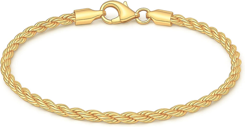Pulseira Cordão Baiano Torcido Folheada Ouro 18k 2mm