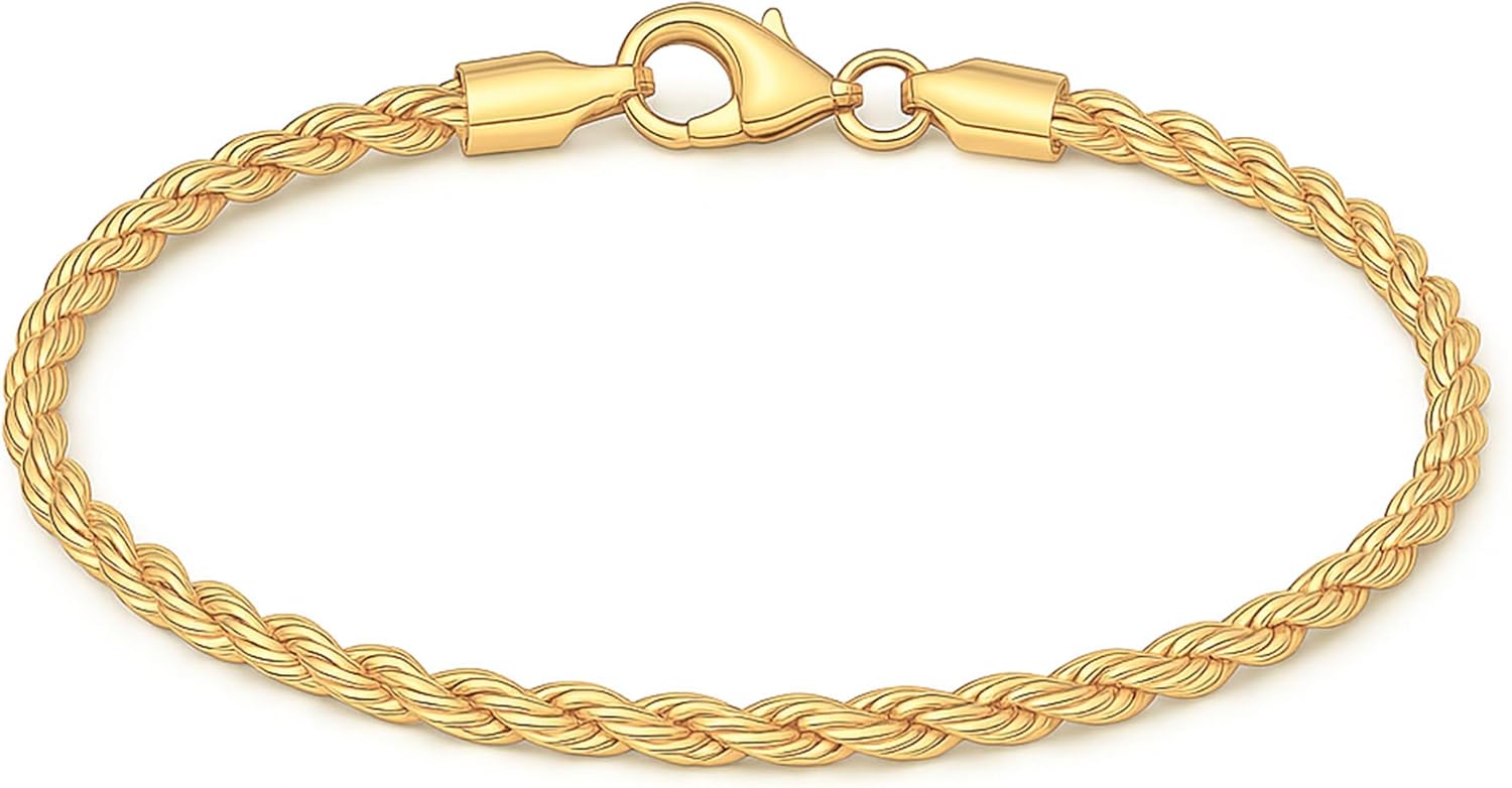 Pulseira Cordão Baiano Torcido Folheada Ouro 18k 2mm