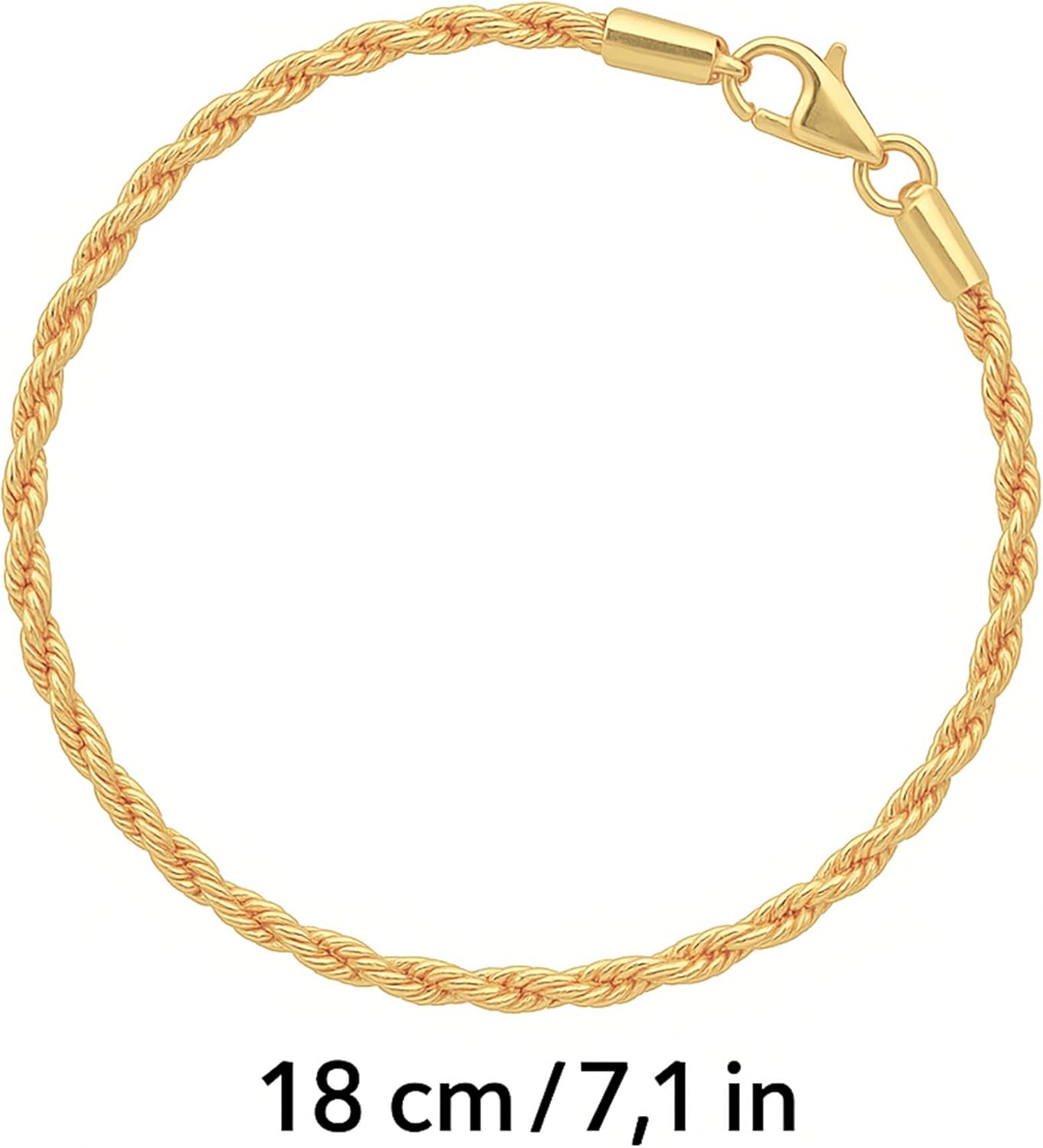 Pulseira Cordão Baiano Torcido Folheada Ouro 18k 2mm