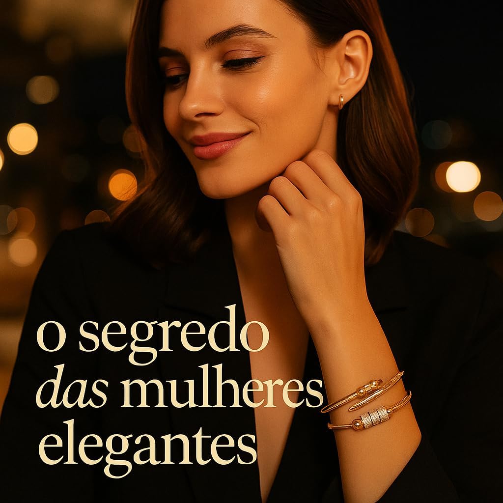 Conjunto de Pulseiras Femininas Banhadas a Ouro 18k – Design Moderno e Ajustável | Aço Inoxidável Premium | Elegância Empilhável para Mulheres Sofisticadas