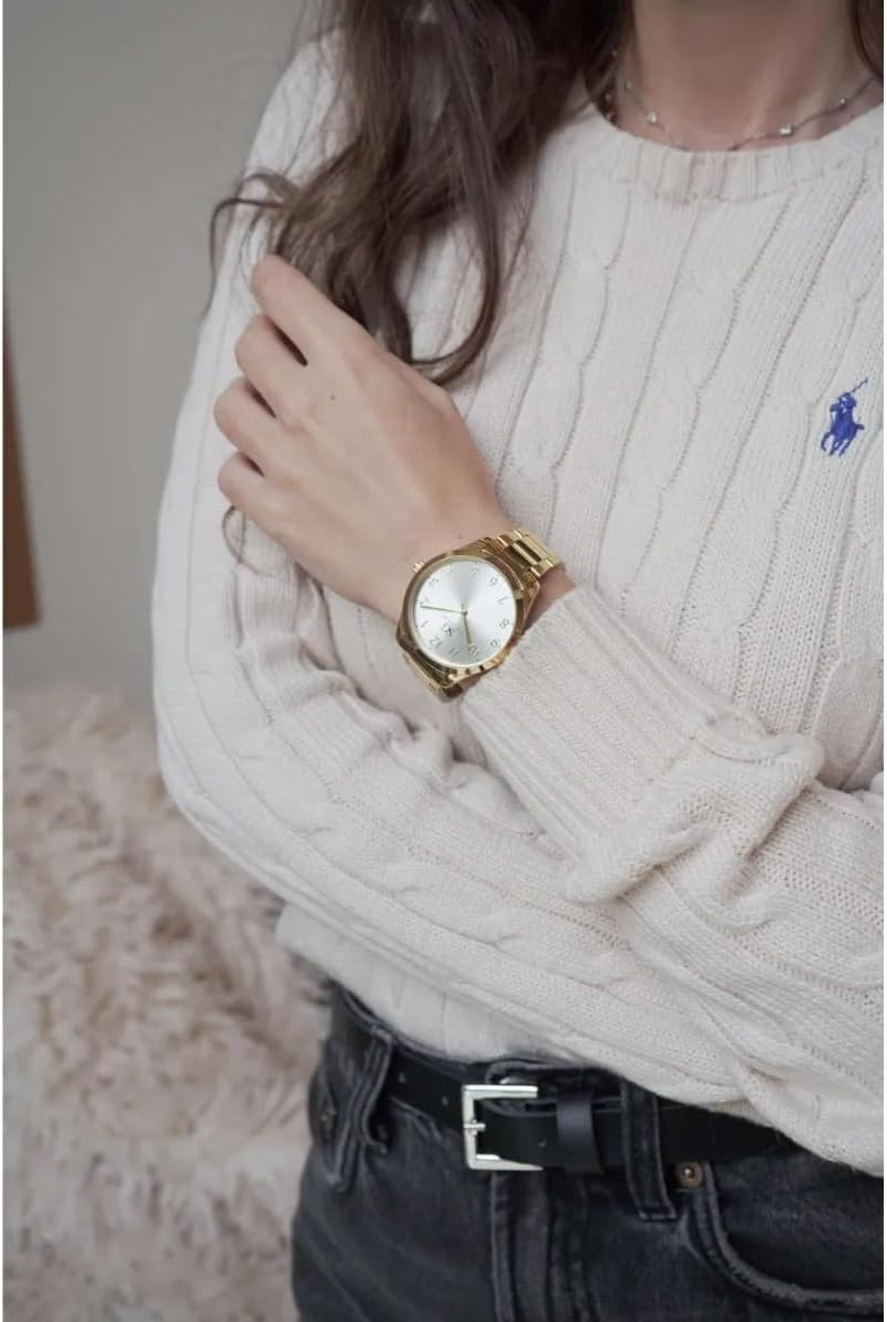 Saint Germain Kit Relógio, Colar e Brinco Feminino Dourado, Movimento Quartzo, 38mm