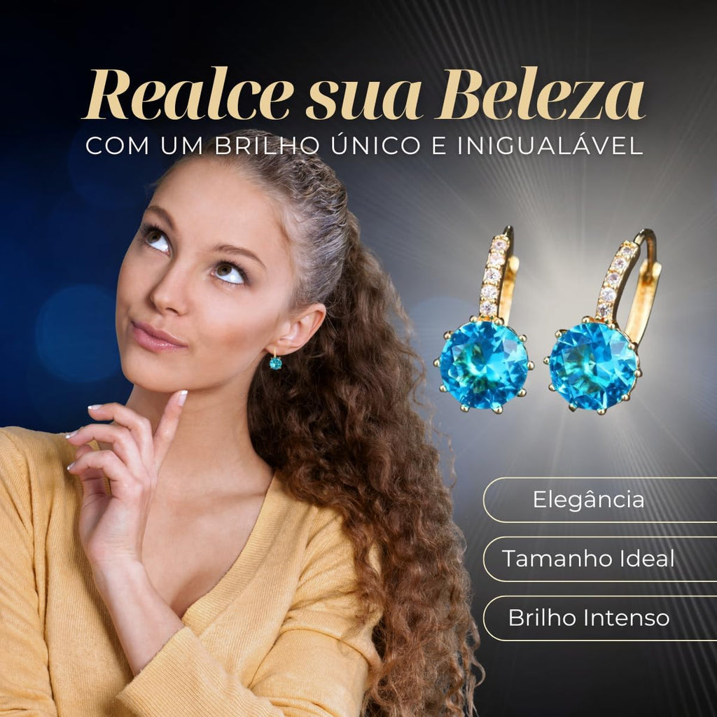 Brinco Feminino Ponto de Luz Zircônia "Perfect Shine" – Semijoia Luxuosa, Elegante e Sofisticada – Acompanha Bolsa de Veludo