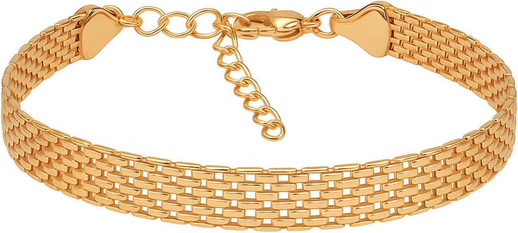 Pulseira Bracelete Esteira Malha Folheada Ouro 18k
