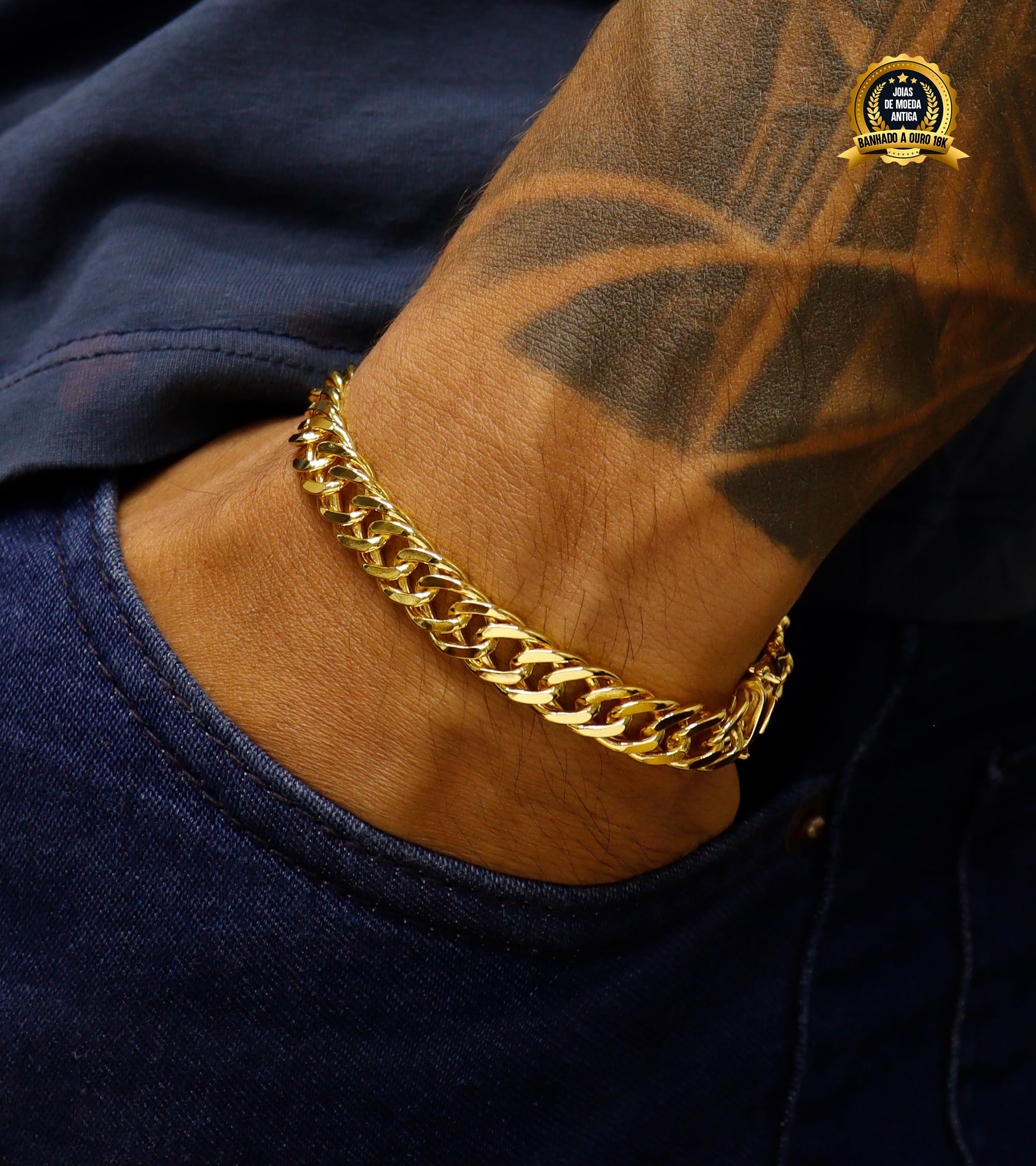 : Pulseira De Moeda Antiga Banhada A Ouro 18k - Grumet 10mm