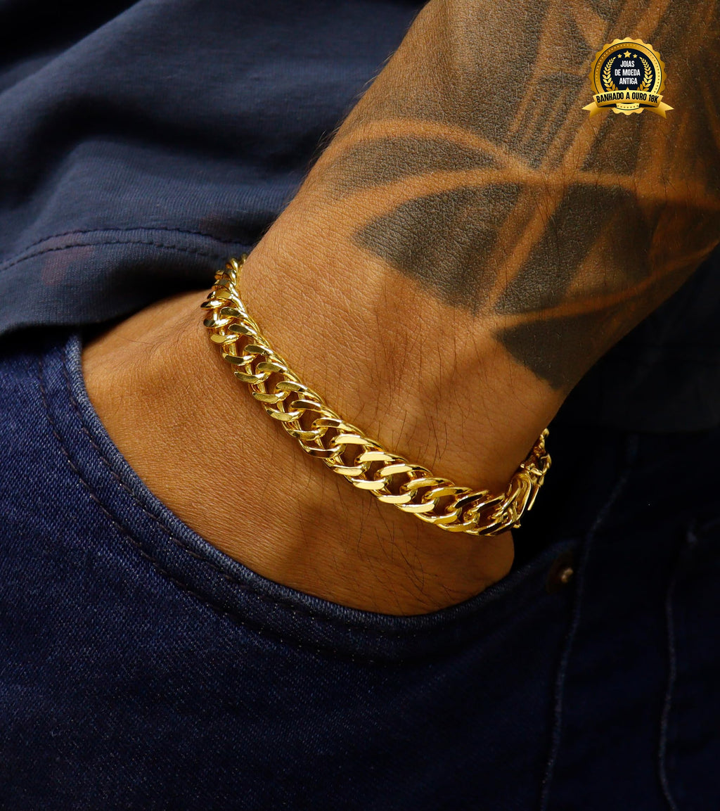 : Pulseira De Moeda Antiga Banhada A Ouro 18k - Grumet 10mm