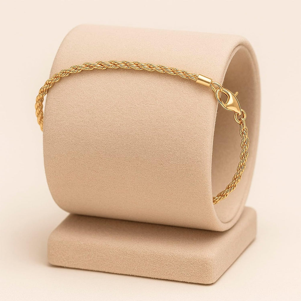 Pulseira Cordão Baiano Torcido Folheada Ouro 18k 2mm