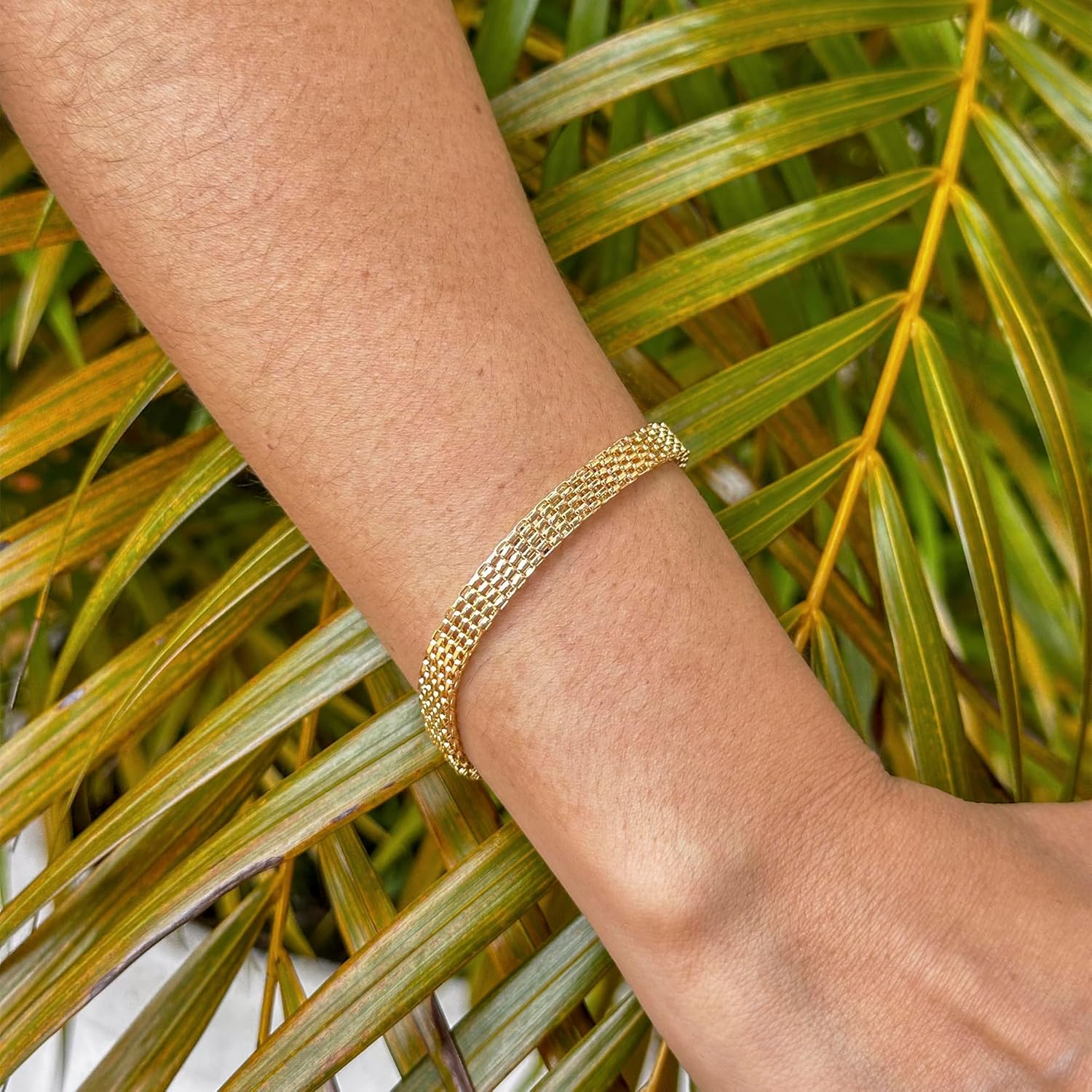 Pulseira Bracelete Esteira Malha Folheada Ouro 18k