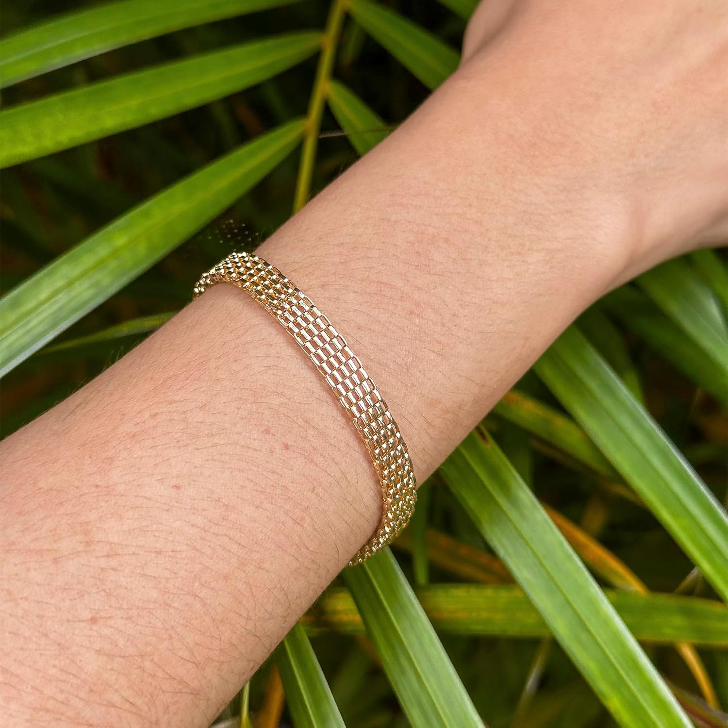 Pulseira Bracelete Esteira Malha Folheada Ouro 18k