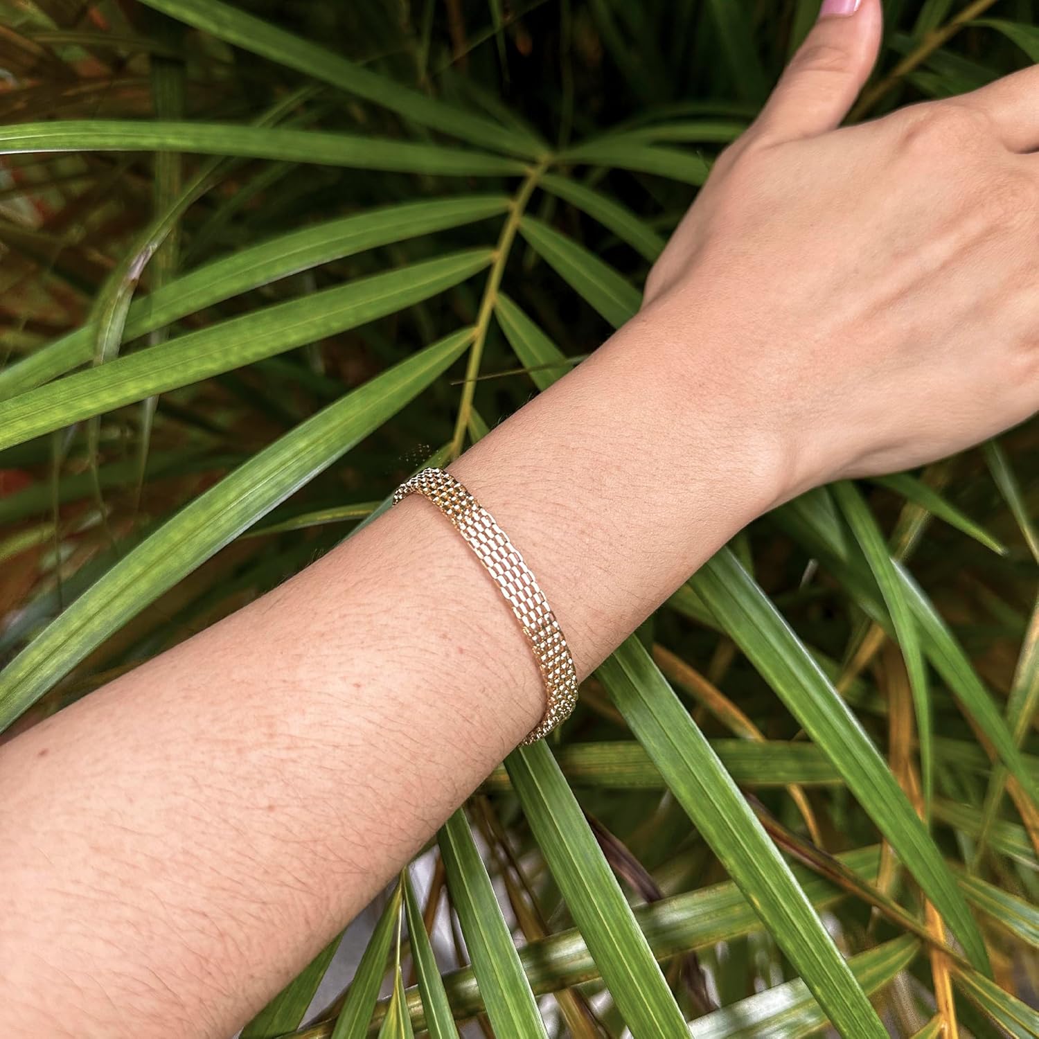 Pulseira Bracelete Esteira Malha Folheada Ouro 18k