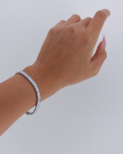 Pulseira Tennis Cravejada Prata 925 Folheada a Ouro 18k
